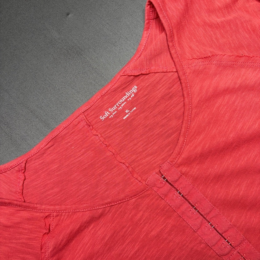 Soft Surroundings Top Womens XL Coral Slub Textured Cotton Relaxed Fit Lagenlook